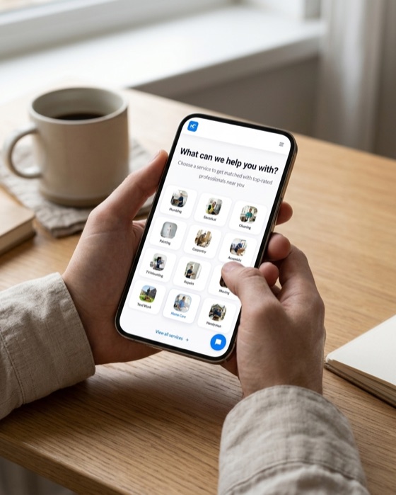 Person booking a service on their phone